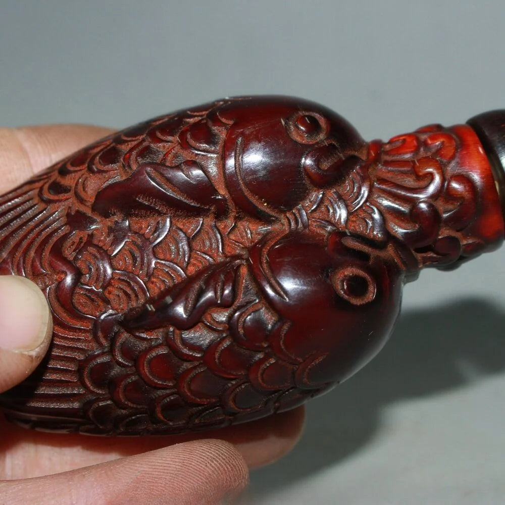 Natural Ox Horn Double Fish Snuff Bottle An Early Chinese Collectible