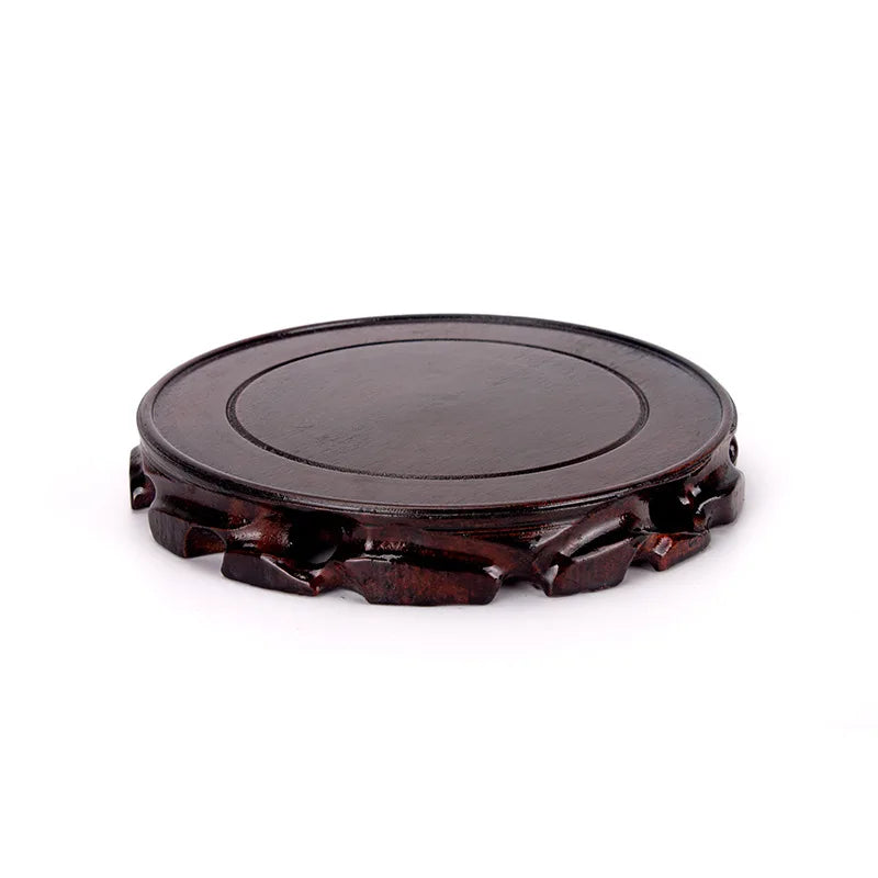 Retro Chinese Style 10-16cm Diameter Real Solid Wood Carving Imitation Old Round Base for Vase Teapot Statue Flowerpot