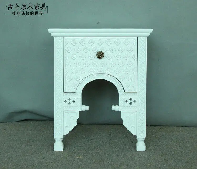 Southeast Asian style solid wood small bedside table furniture ST092 Thai Turkish wooden edge corner table