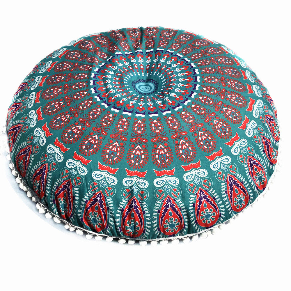 Chinese Boho Lotus Round Throw Pillow Floor Cushion