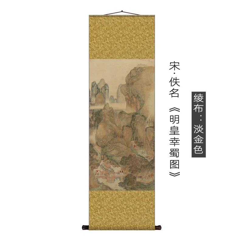 Antique Hanging Paintings Teahouse Scroll Decorative Painting Famous Silk Hanging Paintings Room Decor Aesthetic Wall Art