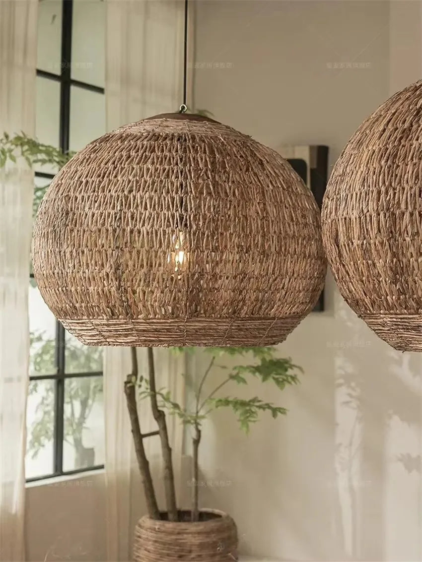 Wabi Sabi Style Vine Art Vine Weaving Chandelier Retro Countryside Lighting Creative Weaving Restaurant Southeast Asian Lamp