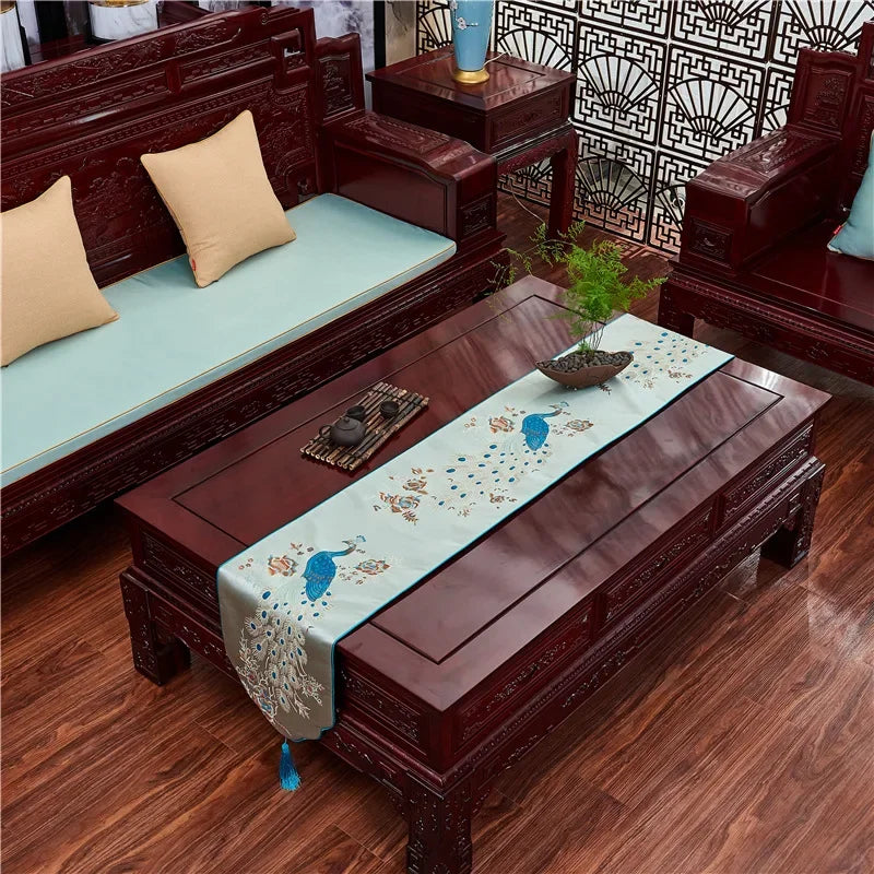 Modern New Chinese Long Table Runner – Minimalist Zen Tablecloth for Dining, Tea Tables & Entry Cabinets