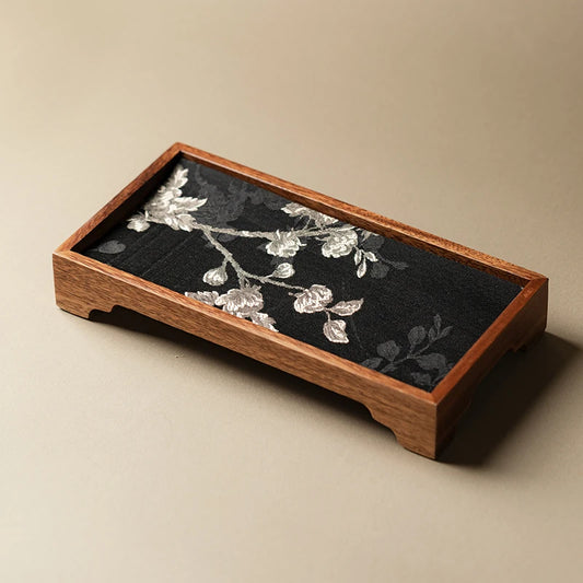 Japanese-style black walnut dried tea tray New Chinese Zen creative tea mat Wooden tray Complete set of small tea table