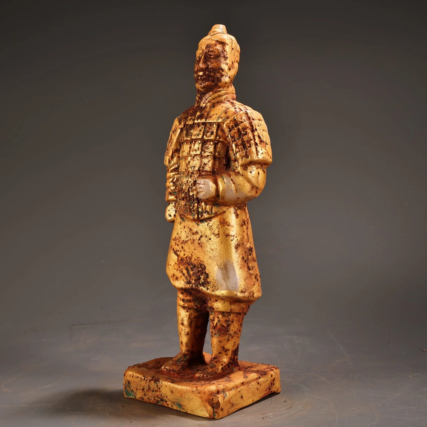 Nepalese Temple White Jade Gilded Guardian General Statue