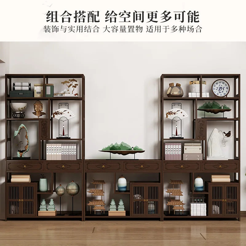 YFY New Chinese Bogu Rack Tea Room High-end Decoration Tea Display Cabinet Office Shelf Living Room Partition Ornament