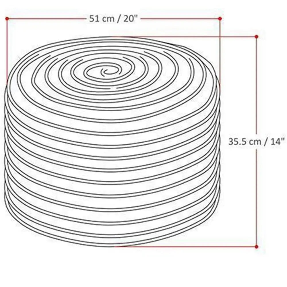 Handcrafted Braided Jute & Cotton Round Pouf Ottoman | 20.1" Woven Footstool