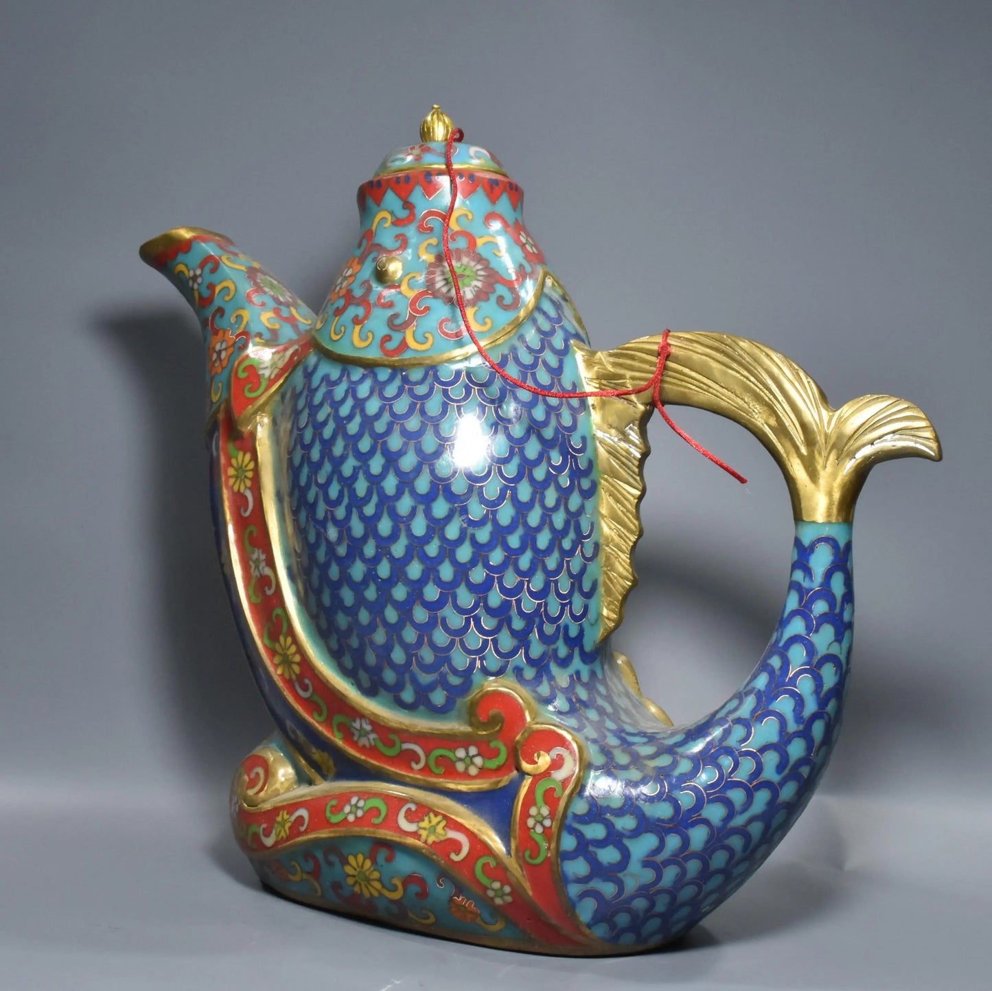 15" Bronze Cloisonné Fish-Shaped Wine Pot – Temple Floral Vessel