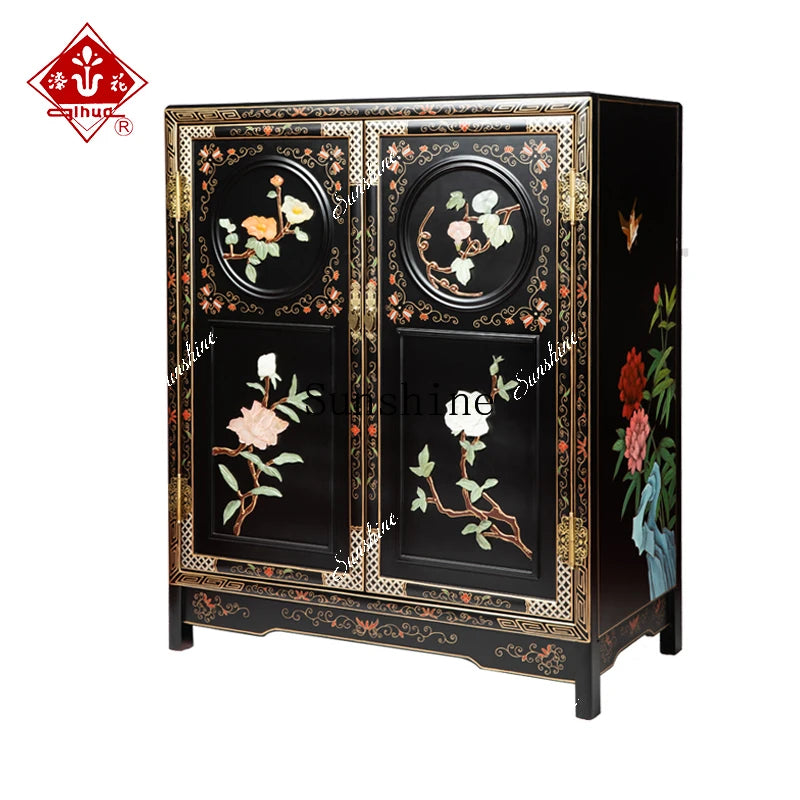 New Chinese Classical Mahogany Door Cabinet – Antique Style Storage Credenza