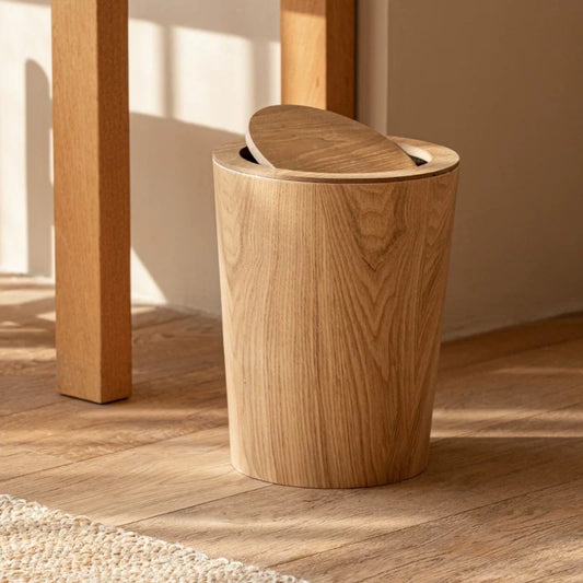 Japanese Minimalist Wooden Trash Can For Home Use