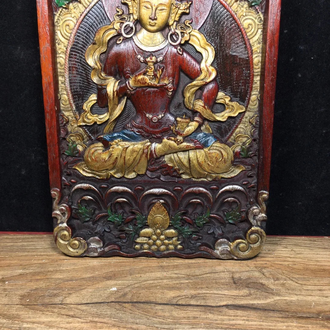 8" Tibetan Thangka – Vajrasattva & Amitabha with Rosewood Frame