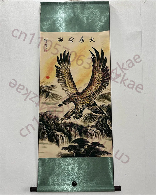China Pergamino antiguo Colgante de pared Pintura en papel de arroz Pintura de Liu Jilu de un gran Peng extendiendo sus alas