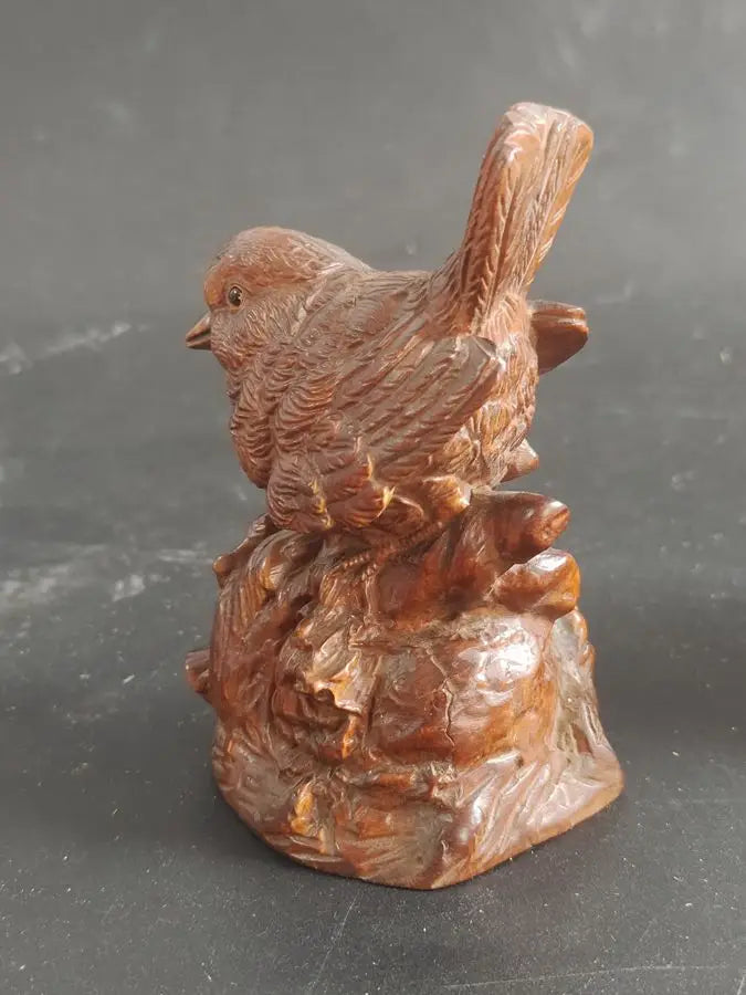 Buchsbaum Elster Netsuke Figur – Chinesische Sammlerminatur