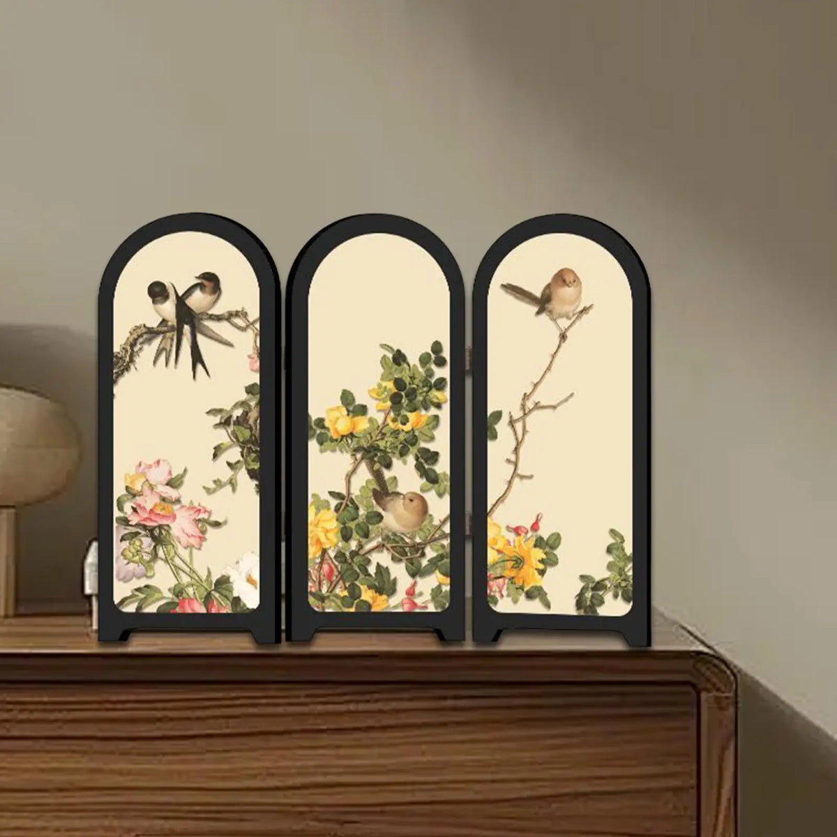 Mini Desktop 3-Panel Folding Screen | Tabletop Asian Decor