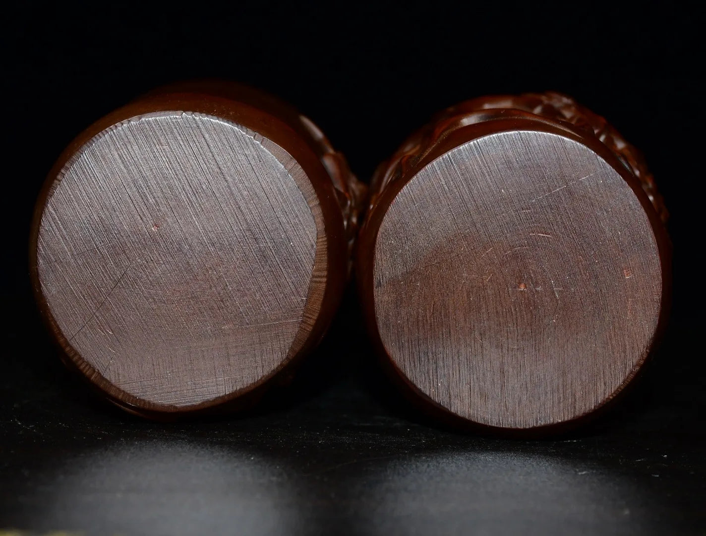 6"Tibetan Temple Collection Old Boxwood Magpie and Plum Blossom Pattern Vase  A Pair Amass wealth Ornaments Town house