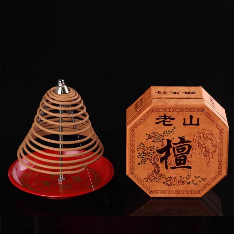 12/24 Hours Natural Laoshan Sandalwood Incense Coils Micro Smoke for Buddha Deodorizing Bathroom and Toilet Coil Incense