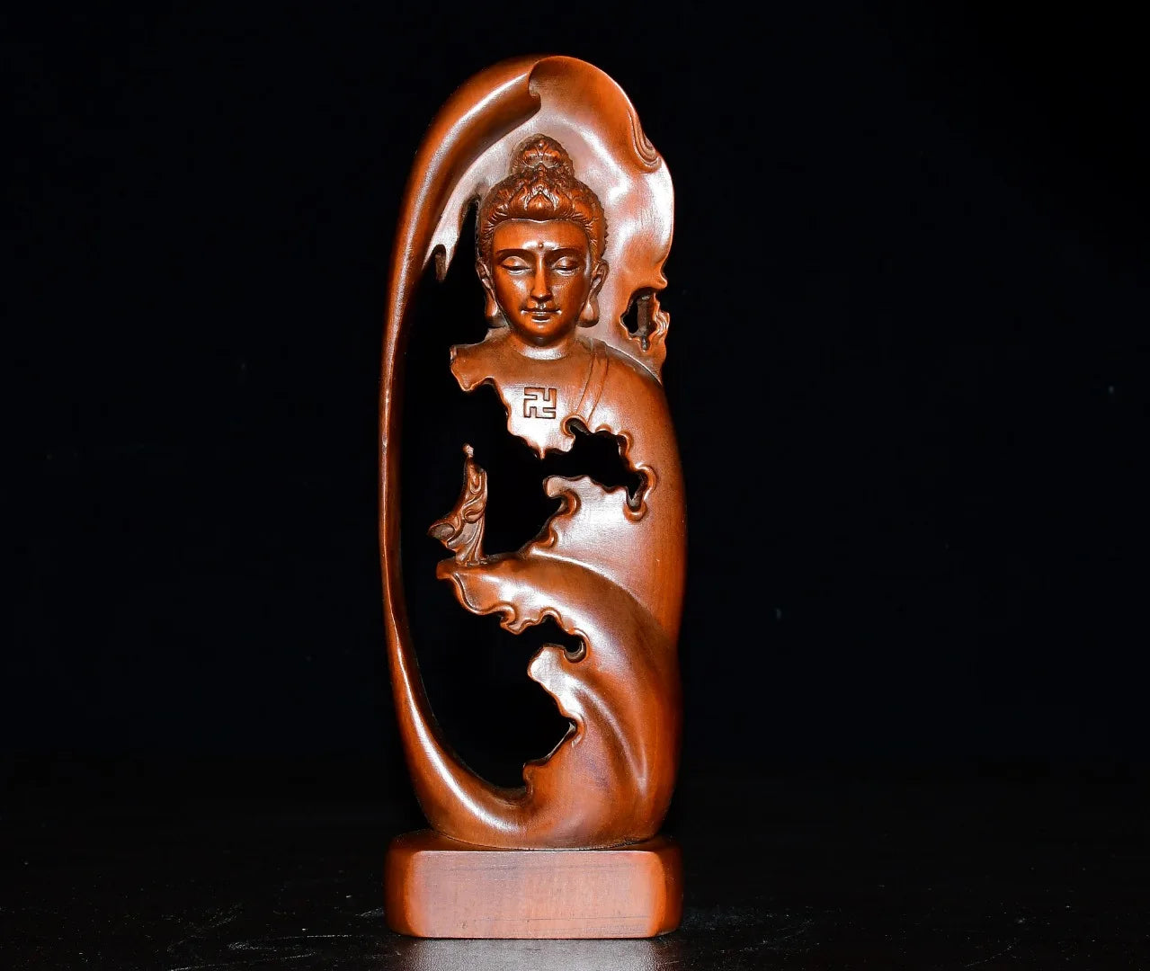 8"Tibetan Temple Collection Old Boxwood Sakyamuni Buddha Wuxiang Buddha Amitabha All Buddhas have fate Worship Hall Town house