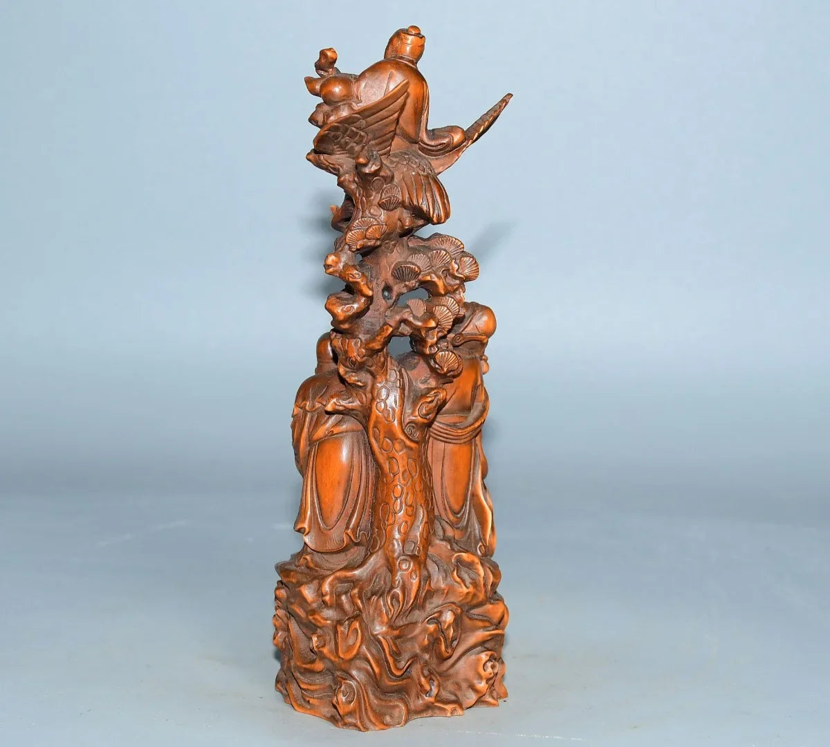 Tibetan Boxwood Fulu Shou Three Immortals Statue (7")
