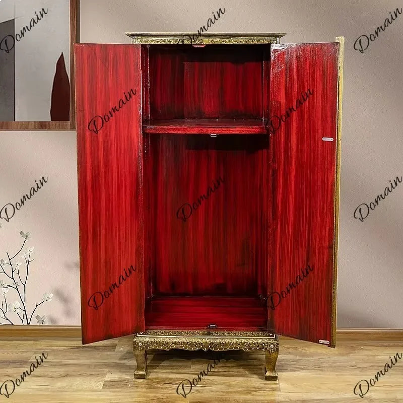 Thai Solid Wood Entryway Cabinet Vintage Zen Storage Console Table Southeast Asian Style Furniture