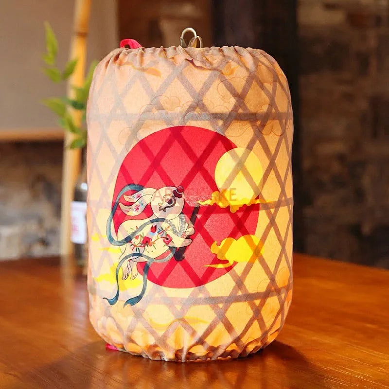 Hand woven bamboo lanterns attract wealth and treasure; Jade Rabbit Hand held Luminous Lantern for Mid-Autumn Festival