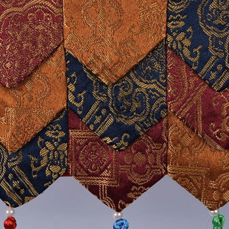 Tibetan Style Colorful Painted Five-Dragon Buddha Curtain Fabric Curtain Door Special Handmade Curtains Household Temple Worship