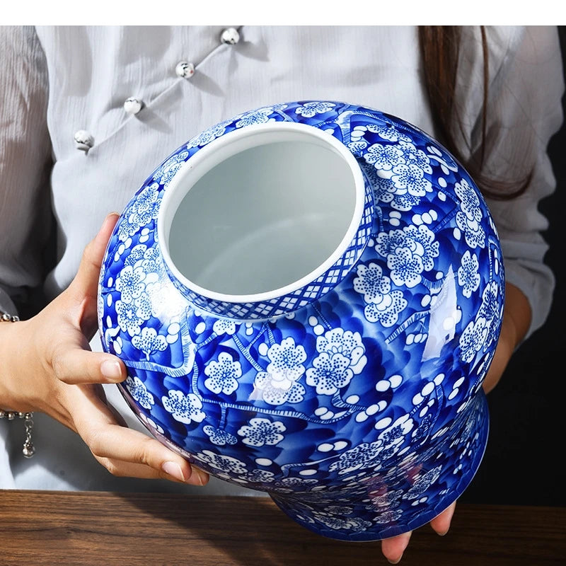 Blue & White Porcelain General Jar | Plum Blossom Ginger Jar & Tea Caddy