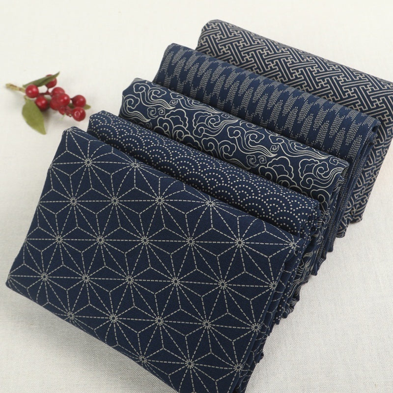 Chinese Dark Blue Cotton Linen Fabric