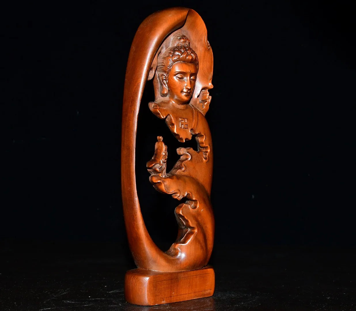 8"Tibetan Temple Collection Old Boxwood Sakyamuni Buddha Wuxiang Buddha Amitabha All Buddhas have fate Worship Hall Town house