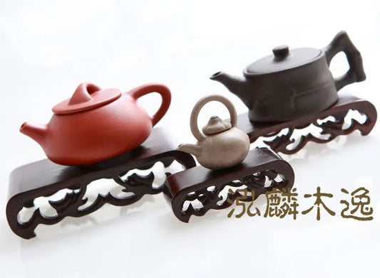 3-teiliger, aufwendiger chinesischer Hartholzständer für Netsuke, Schnupftabakflaschen, Schnitzereien