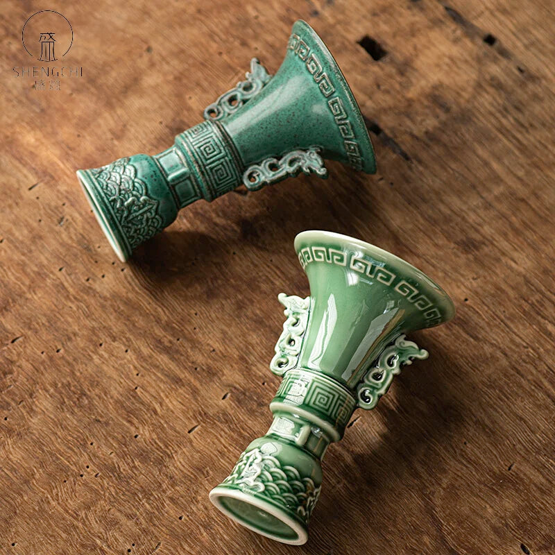 Dehua Ceramic Celadon Tea Cup Antique Drinkable Master Kung Fu Tea Set Drink Anti-scalding Tea Bowl