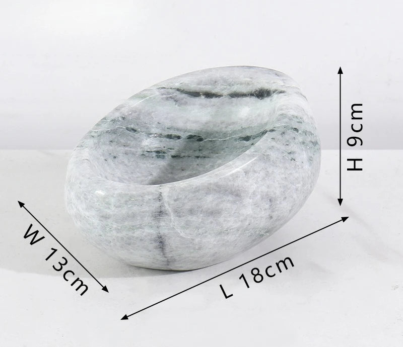 French Wabi-Sabi Marble “Bird’s Nest” Tray – Stone Jewelry & Sundry Dish (18×13×9cm)