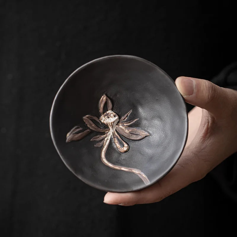 90 ml Wabi-Sabi Ceramic Lotus Tea Cup – Handmade