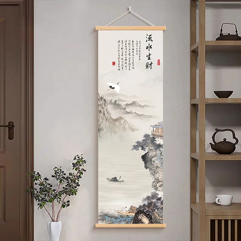 Chinese living room painting, poster wall art wall decoration, art decoration canvas, making money through flowing water