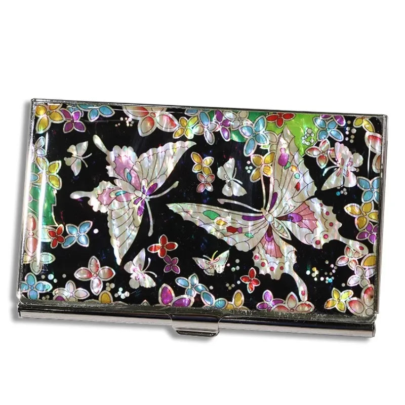 Handcrafted Mother of Pearl Lacquer Card Holder & Keychain Set