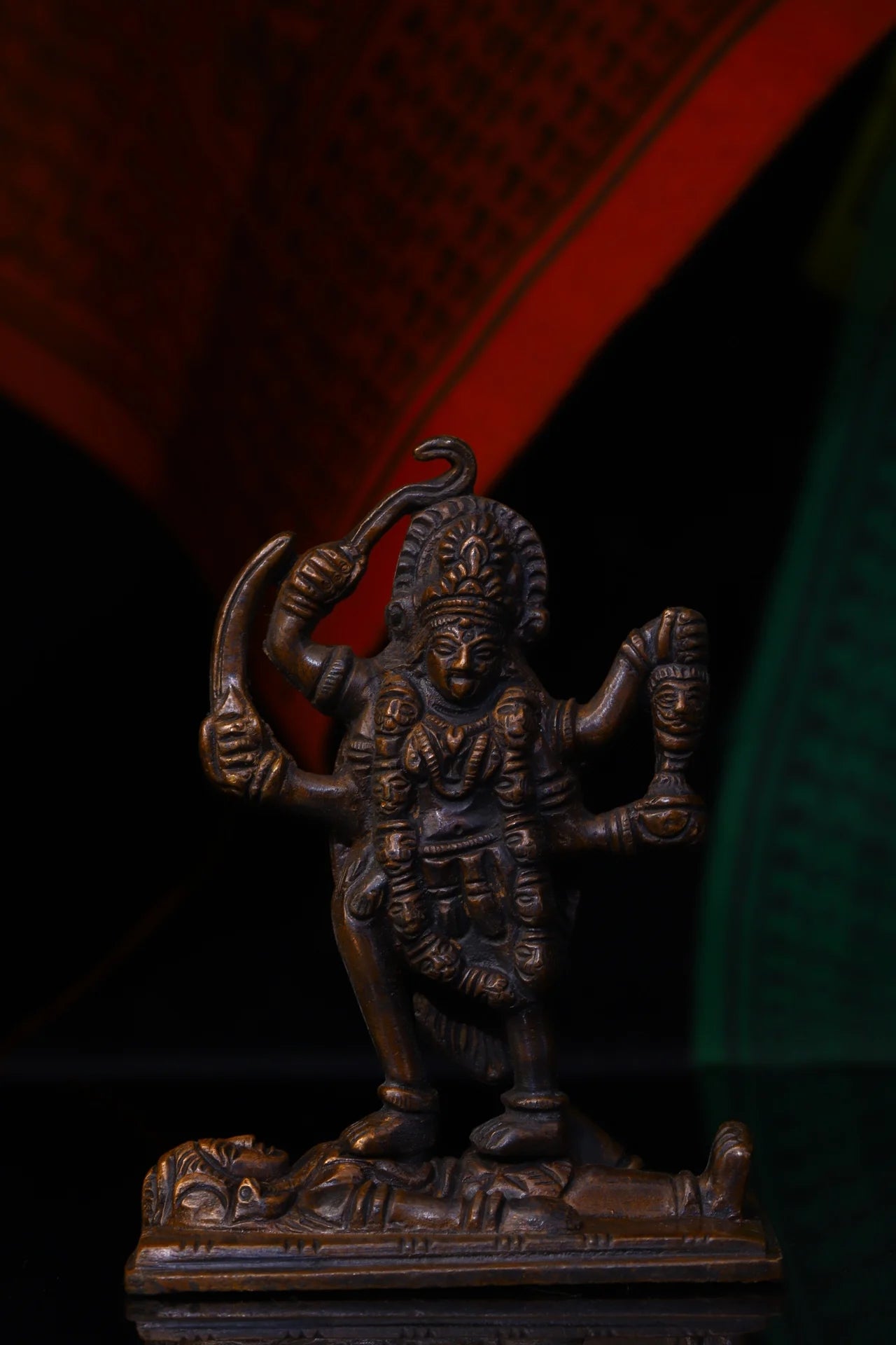 4" Bronze Cinnabar Four-Armed Tara Bodhisattva – Temple Statue