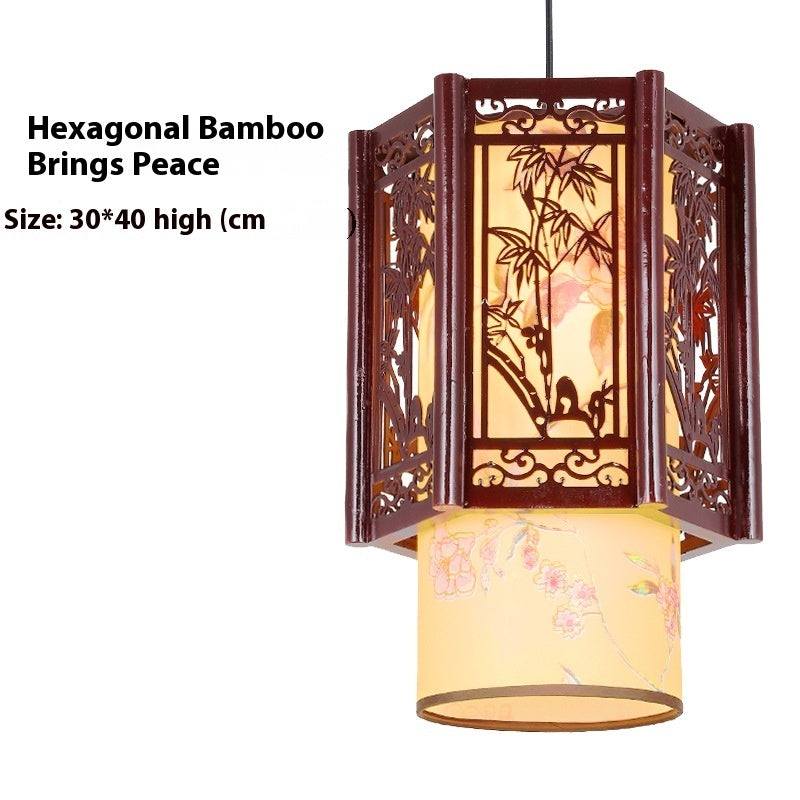Chinese Antique Style Wooden and Fabric Lanterns
