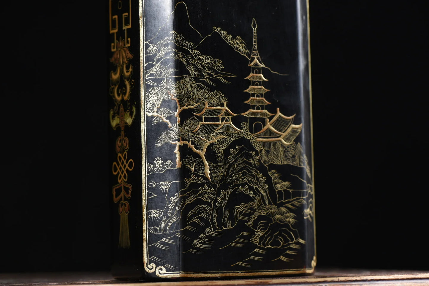 Nepalesische Lackwaren-Teedose – Asiatische Wohndekoration Reichtums-Ornament