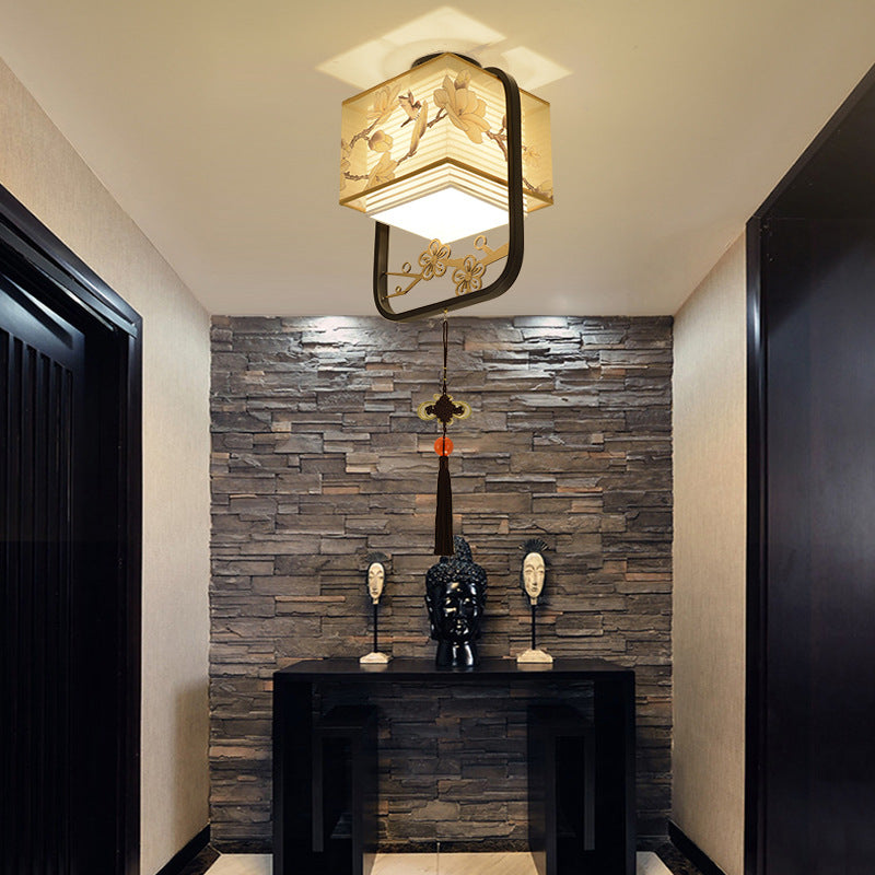 Chinese Flower-and-Bird Chandelier with Single Head