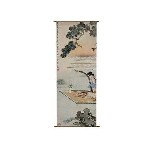 Chinese Style Zen Scroll Wall Art Painting Aesthetic Vintage Poster Semi-transparent Hanging Cloth Home Ancient Tea Room Decor