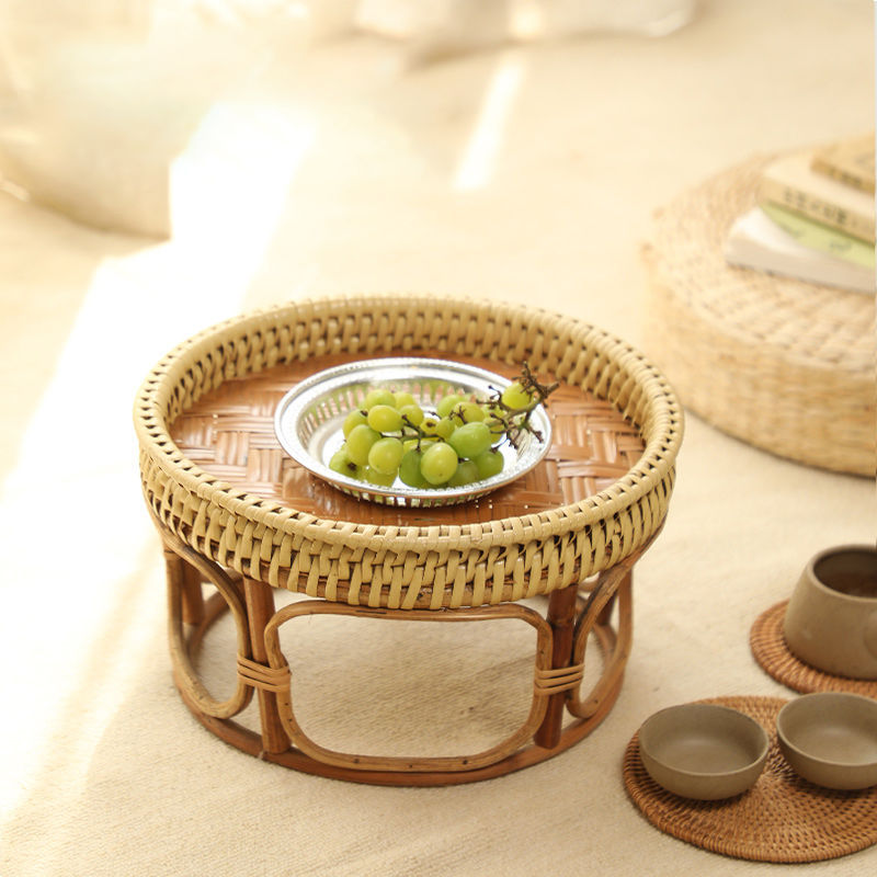 Japanese Handmade Bamboo Rattan Small Coffee Table