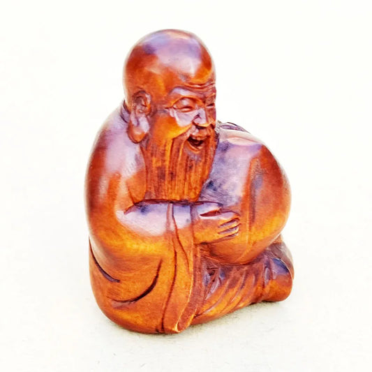 Netsuke japonés de 2" de boj del Dios de la Longevidad