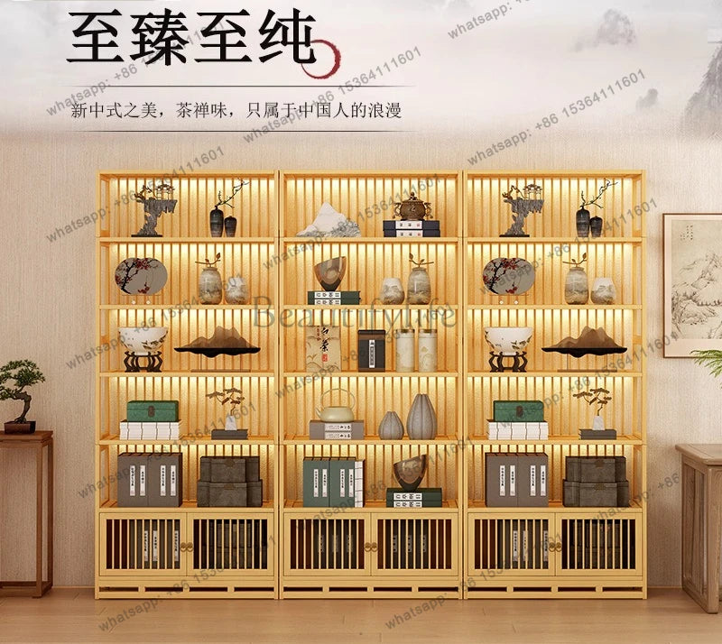 Chinese Duobao Pavilion Bogu Cabinet | Illuminated Tea & Curio Display Shelf