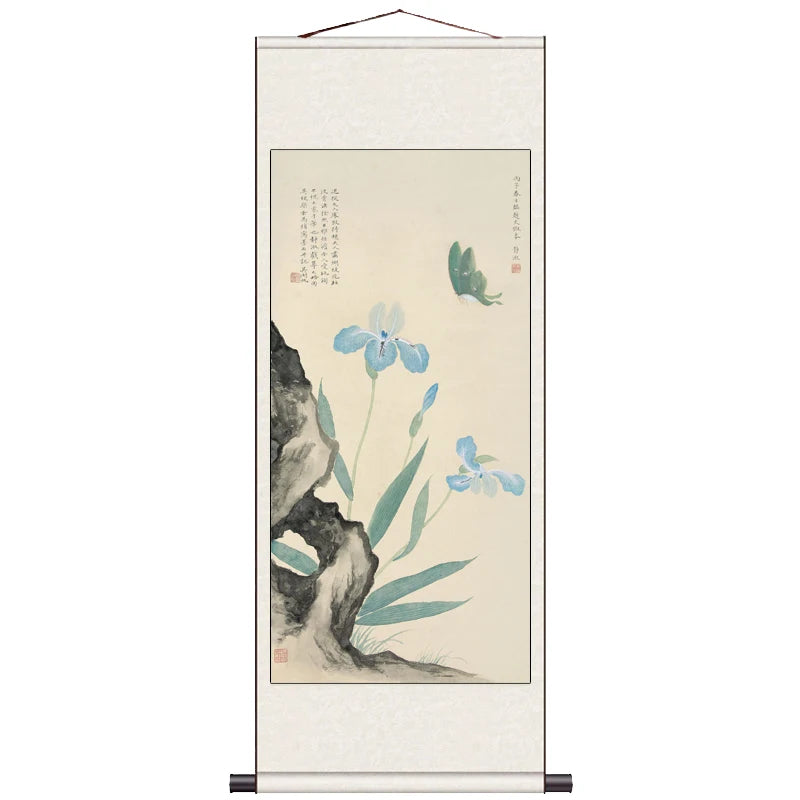 Peach Blossom Double Swallow Decorative Calligraphy and Painting Silk Gift Room Decor Aesthetic Wall Art Home Decor