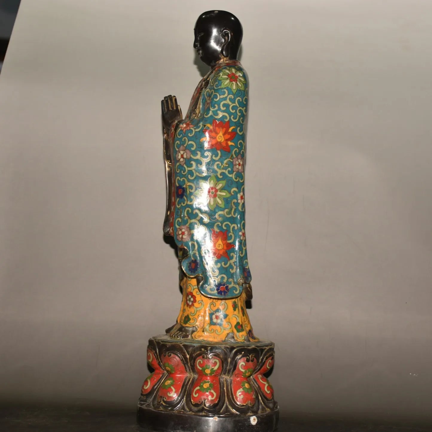18" Tibetan Temple Collection Bronze Cloisonné Enamel Amitabha & Ksitigarbha Bodhisattva