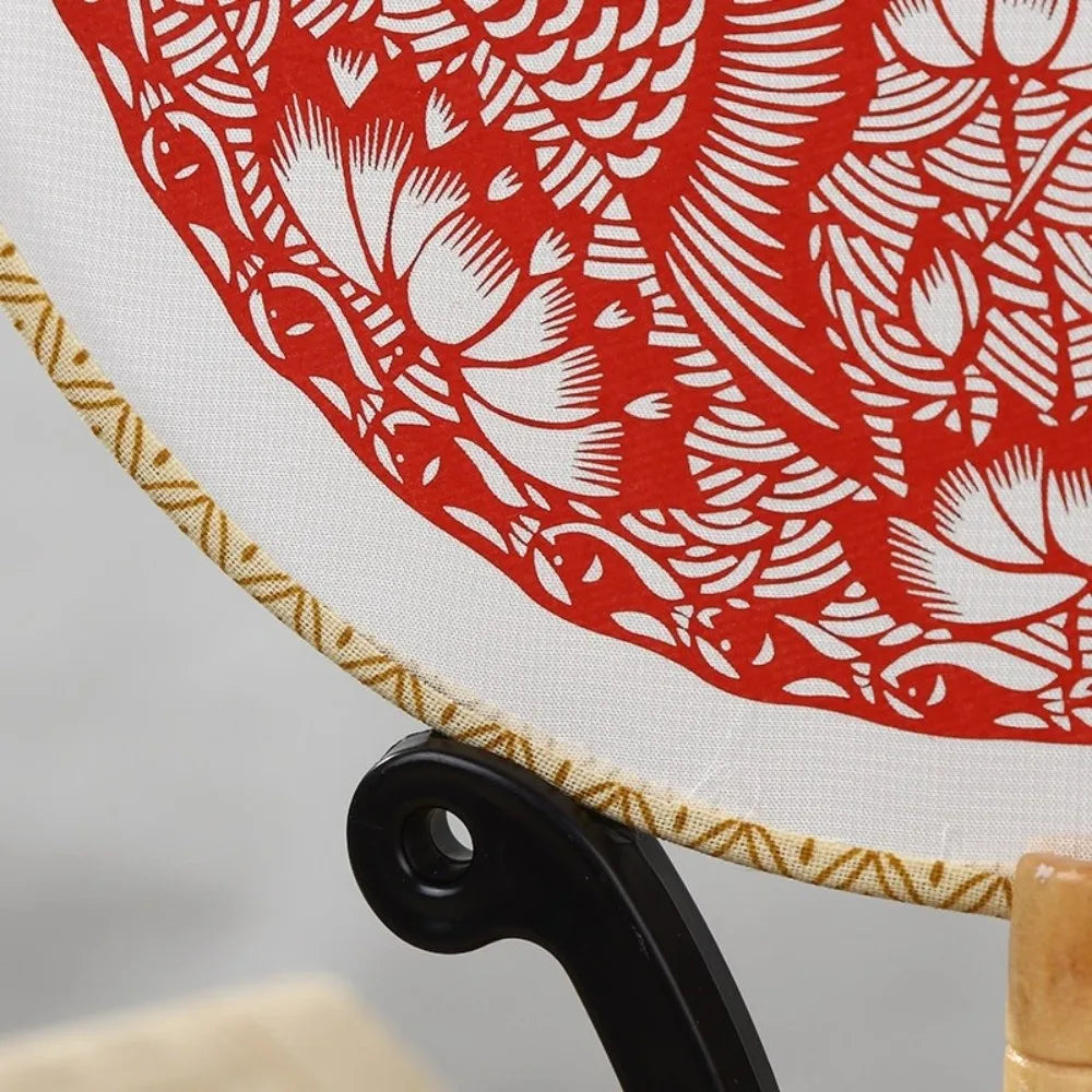 Chinese Paper-Cut Silk Hand Fan with Tassel