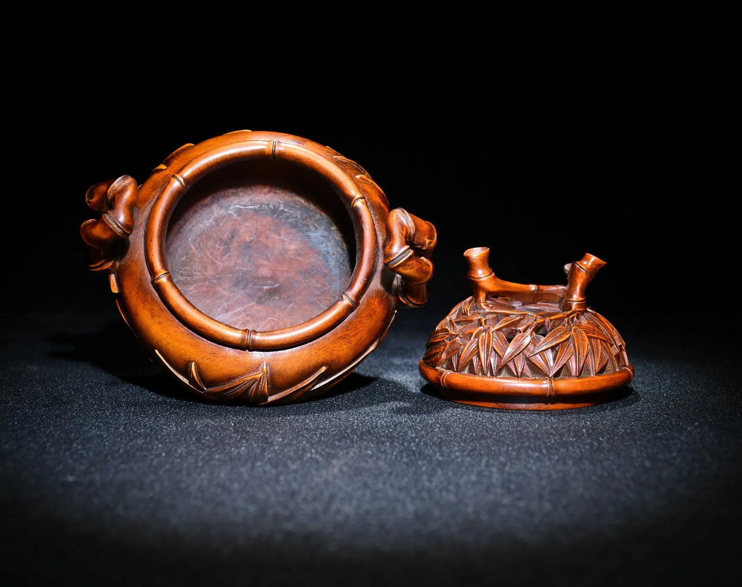 Tibetan Boxwood Bamboo Tripod Incense Burner (5")