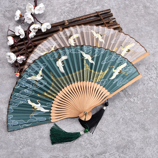 Vintage Style Folding Hand Fan Chinese Japanese Bamboo Fans Craft Gifts Women Dance Performance Props Home Decoration Ornaments