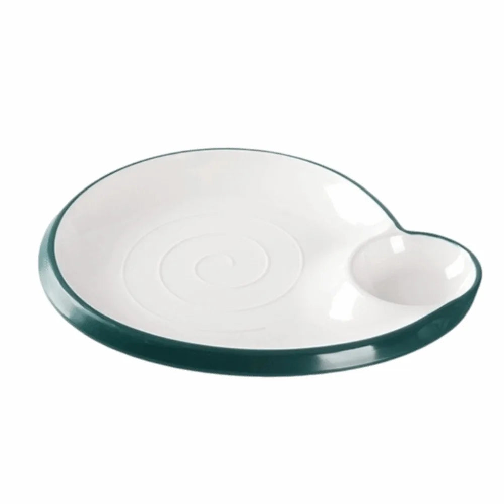 Thickened Melamine Dumpling & Sushi Plate (24cm) – Drop-Resistant Serving Tray with Sauce Compartment