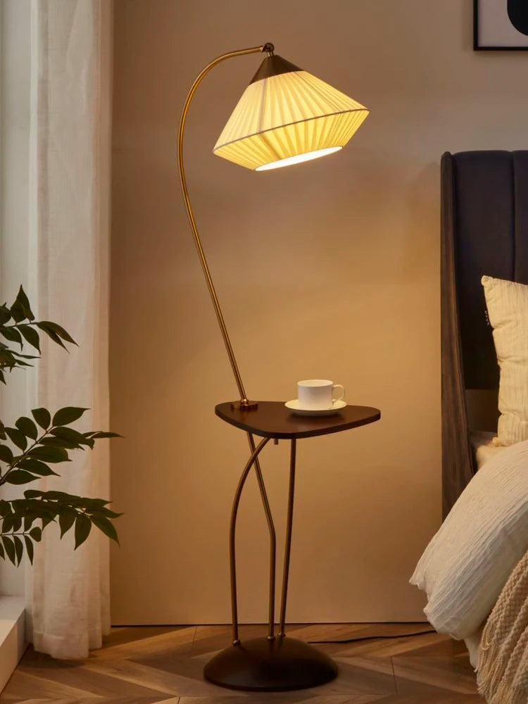 Japanese Retro Floor Lamp Living Room SofaSide Standing Lamp Bedside Lamp Medieval Creative Home Decoration Lamp LED Shelf Light