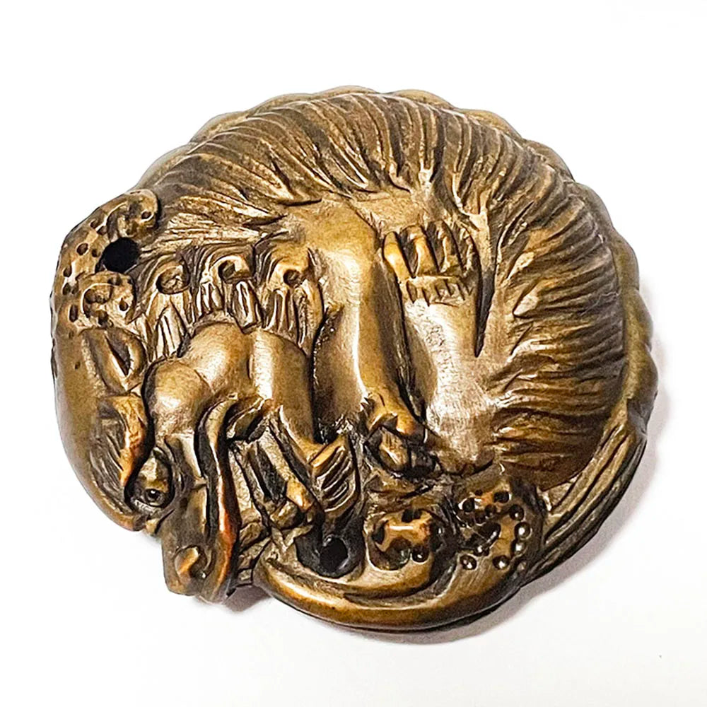 RS263, 2" Hand Carved Japanese Boxwood Netsuke, Dragon Pendant Figurine, PI XIU Sculpture, Small Ornaments